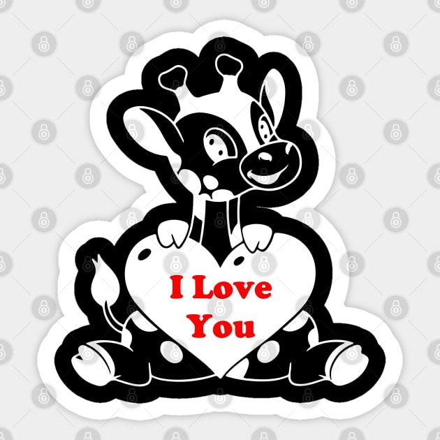 Baby Giraffe with Heart Sticker by Rafy's Designs